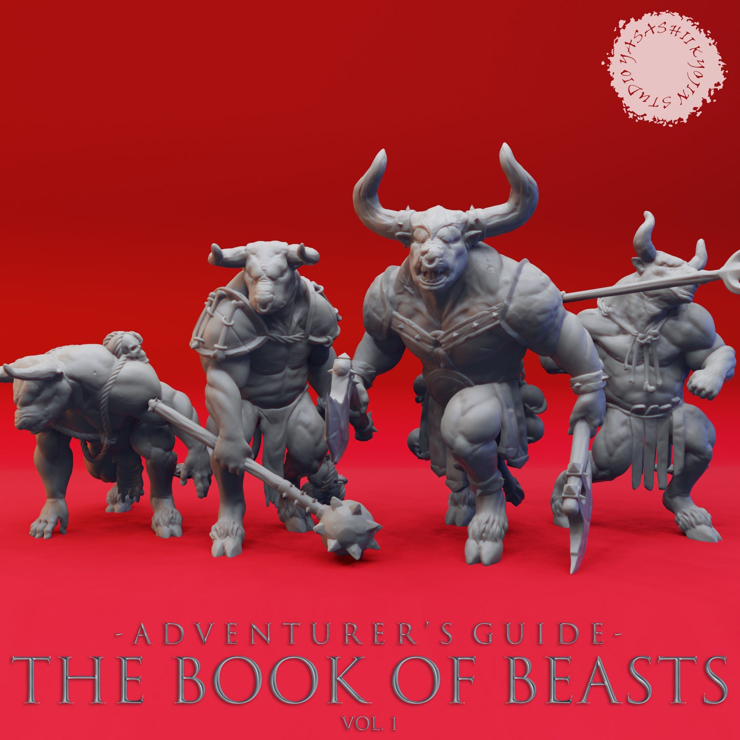 Minotaur Warband - Book of Beasts - Tabletop Miniatures (Pre-Supported STL)